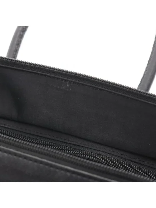 Celine Handbag Circle Logo Black Nylon Leather - Picture 9 of 9